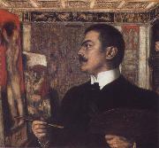 Franz von Stuck Self-Portrait at the Easel Germany oil painting artist